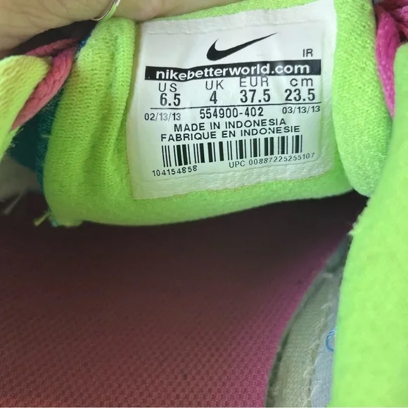 Nike Revolution 2 MSL Running Shoes – Periwinkle Blue/Lime/Pink – Women’s 6.5 - Picture 9 of 9